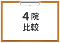 4つのクリニックを比較する項目のイラスト