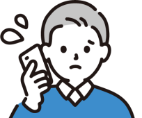 包茎で悩む男性が電話で相談しているイラスト