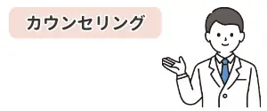 ABCクリニックのカウンセリングについて解説するドクターのイラスト